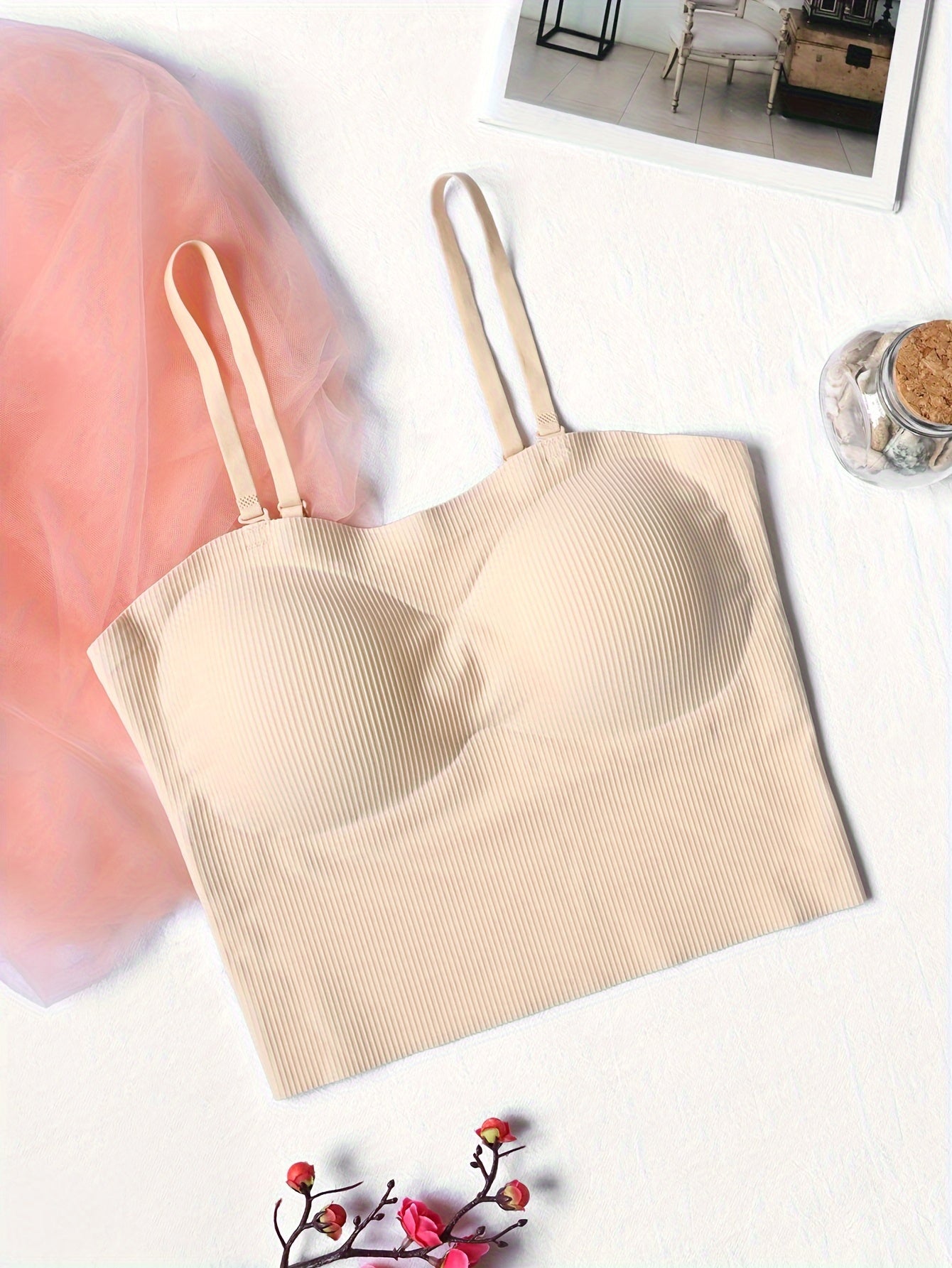 Comfy Wireless Ribbed Bra Stretch Intimates Lingerie