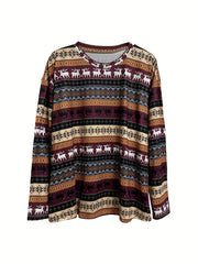 Christmas Elk & Snowflake Retro Loungewear Set