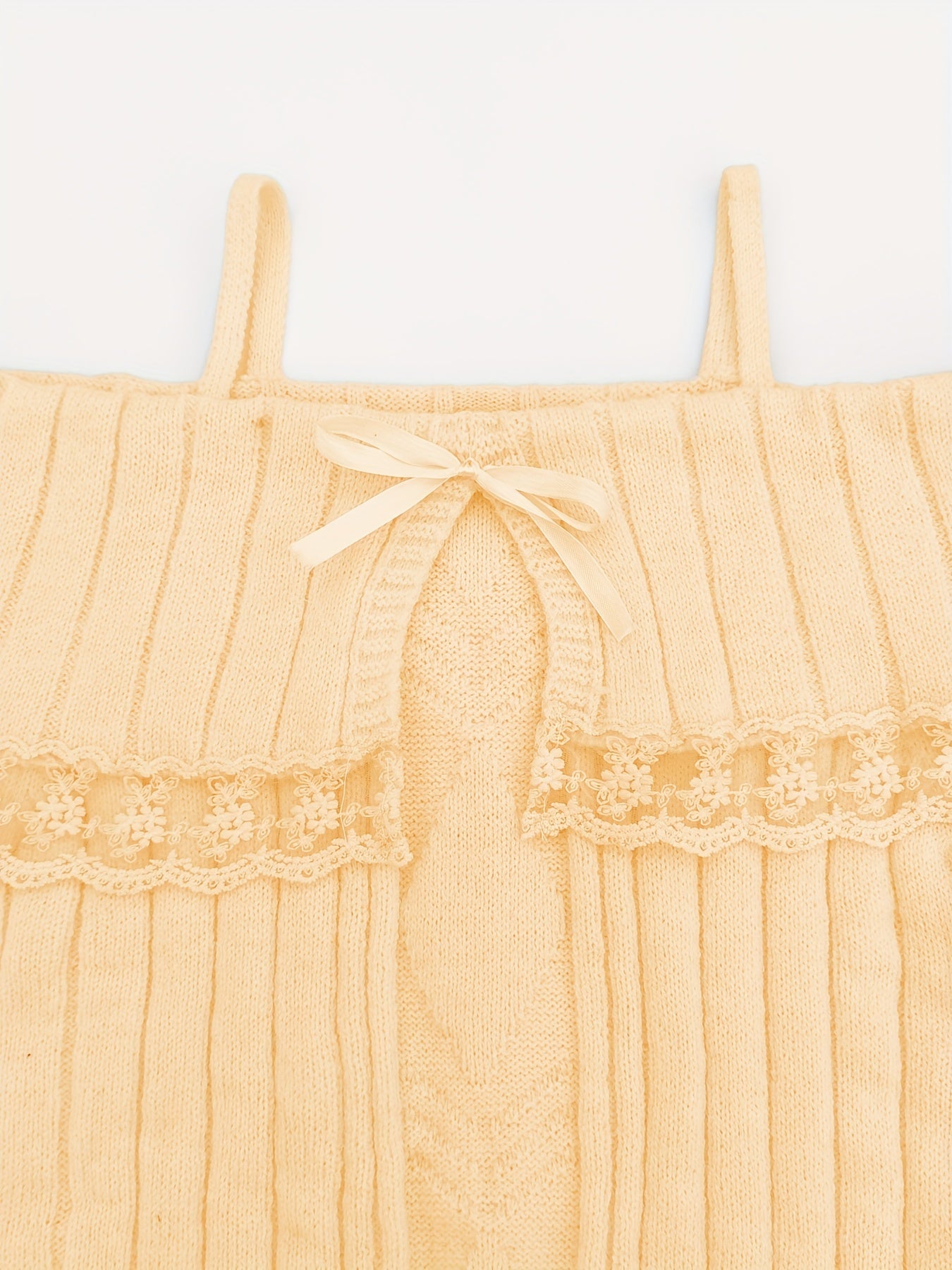 Sweetheart Neck Sweater with Lace Stitching