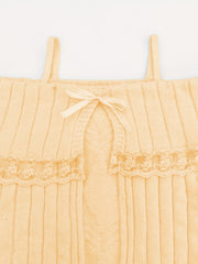 Sweetheart Neck Sweater with Lace Stitching