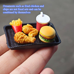 Miniature Fried Chicken & Hamburger Set for Dollhouses