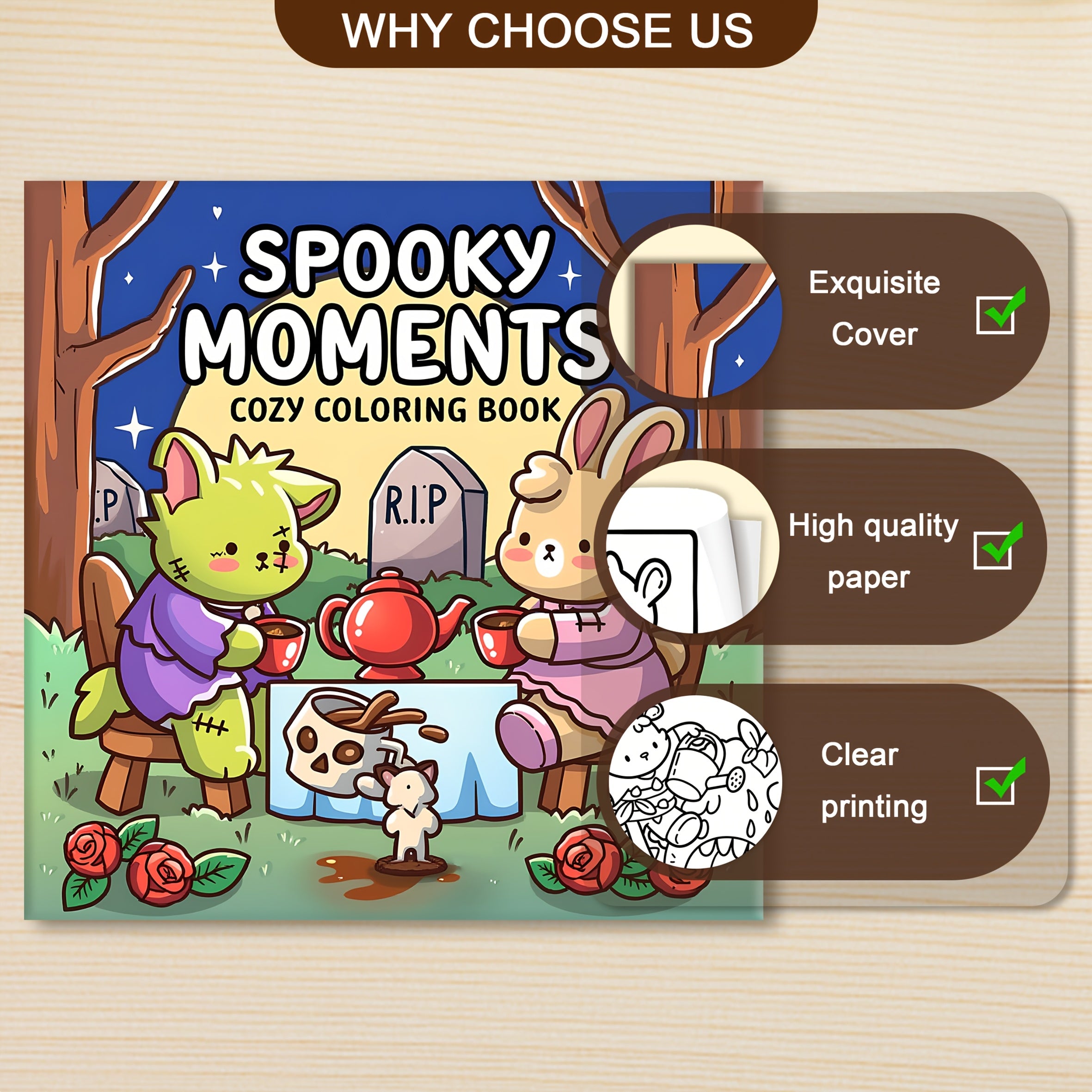 Spooky Moments Adult Coloring Book Single Sided Print