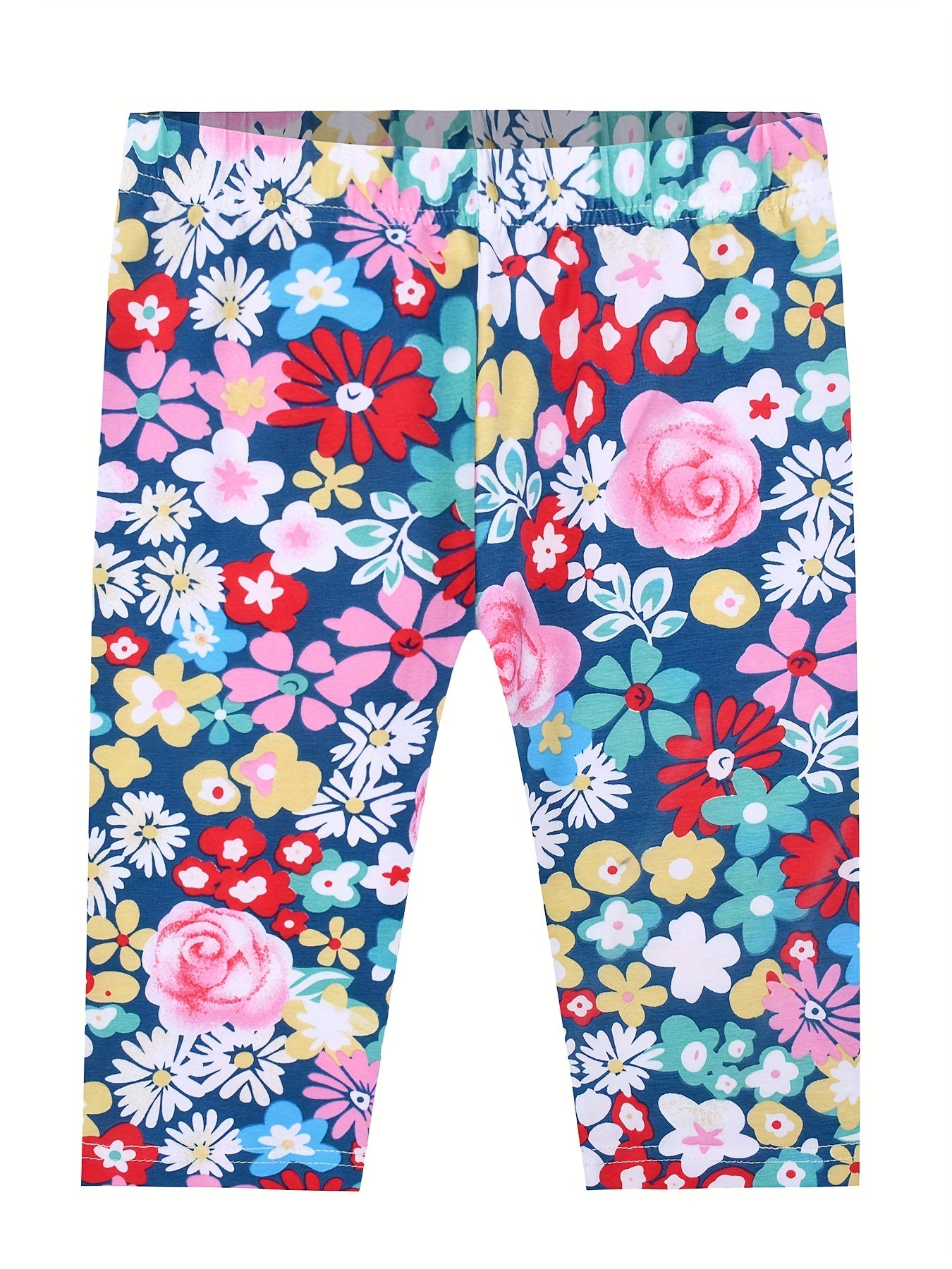Girls Flowers Graphic Elastic Waist Cropped Legging Set
