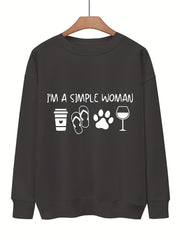Graphic Print Pullover Sweatshirt for Fall & Winter Women's Clothing