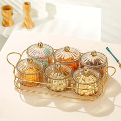 Clear Chip And Dip Serving Set With Tray Snack Candy Fruit Nut Serving Platter