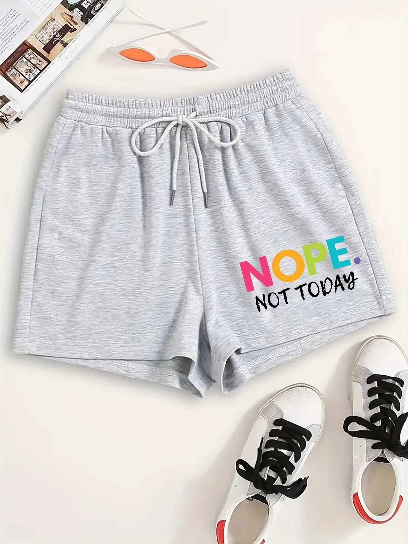 Slogan Print Sporty Pajama Shorts