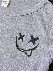 Toddler Boys Smile Face Graphic T Shirts & Elastic Waist Shorts