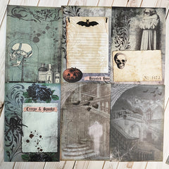 12pcs Vintage Halloween Scary Ghost Scrapbook Papers, Card Making DIY Crafts