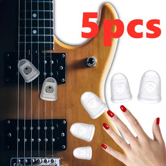 5pcs Silicone Guitar Fingertip Protectors for Stringed Instruments - 3 Sizes