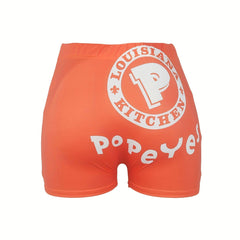 Letter Print Skinny Shorts Yoga Casual Summer Shorts Women's Clothing