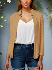 Casual Solid Loose Blazer Long Sleeve Open Front Office Work Coats