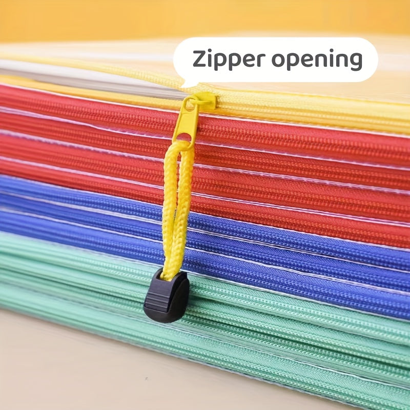 5pcs Waterproof Zipper Bags 5 Sizes 5 Colors Organizing School Supplies