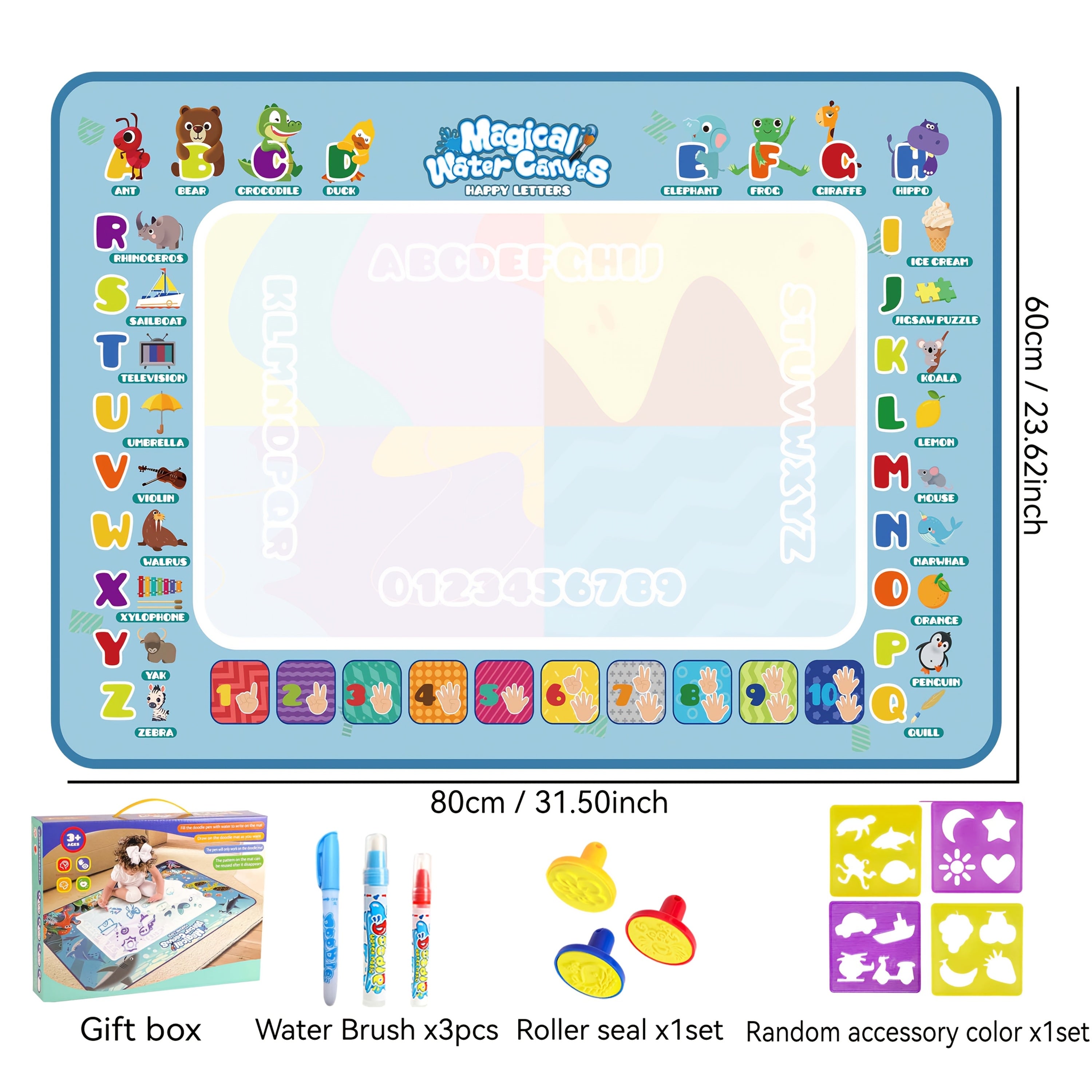 Kids Watercolor Canvas Doodle Painting Mat Toy