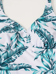 Tropical Print V Neck Tankini Set