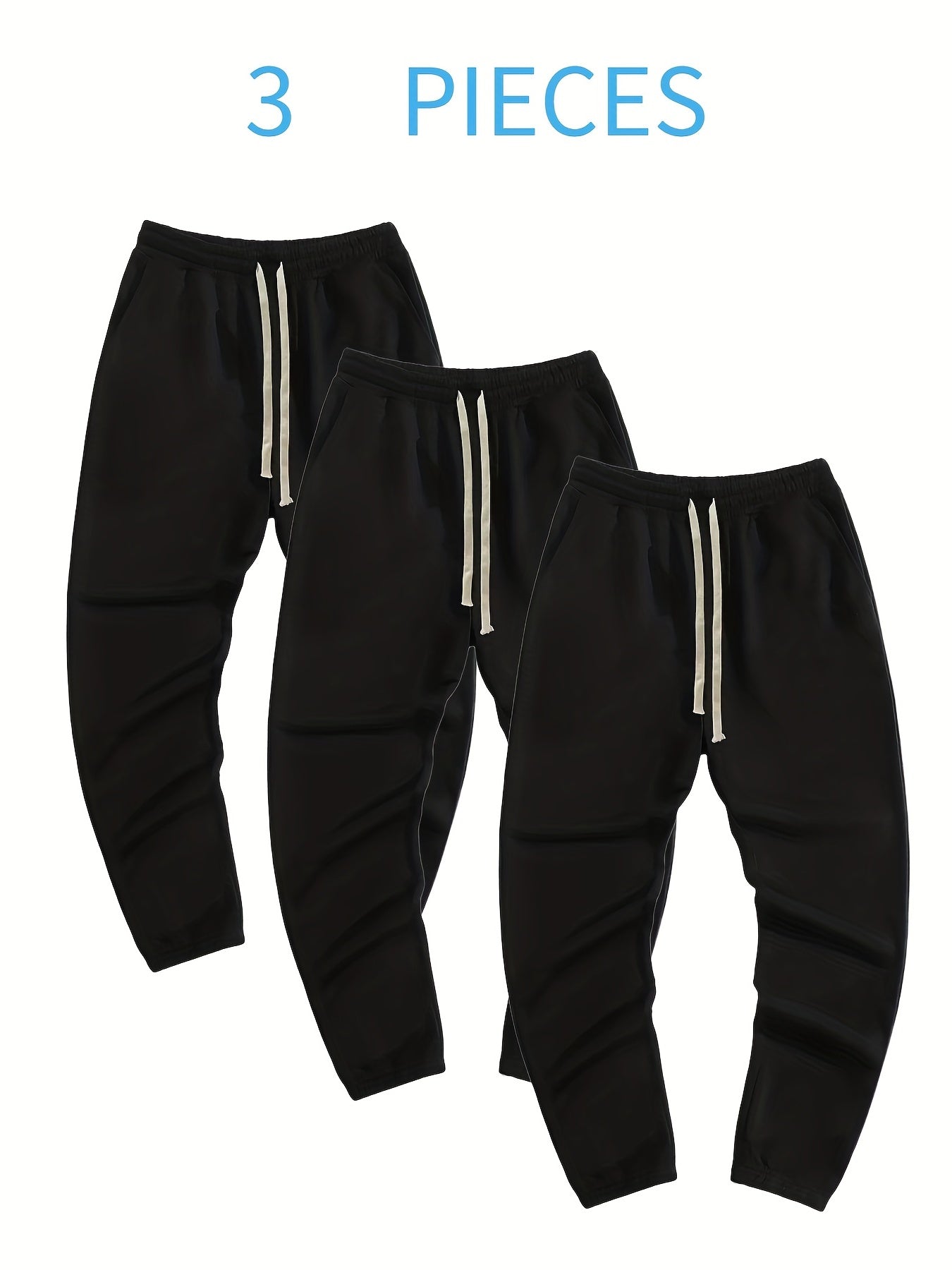 3 Pcs Men's Loose Casual Drawstring Joggers Set