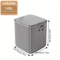 Houndstooth Pattern Storage Box Zipper Organizer Clothes Container