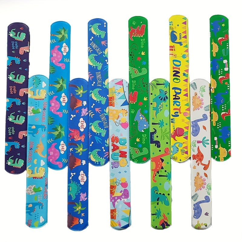 12pcs Dinosaur Slap Bracelets Kids Party Favors Boys Girls Birthday