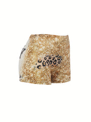 Letter Print Skinny Shorts Casual Shorts For Spring & Summer