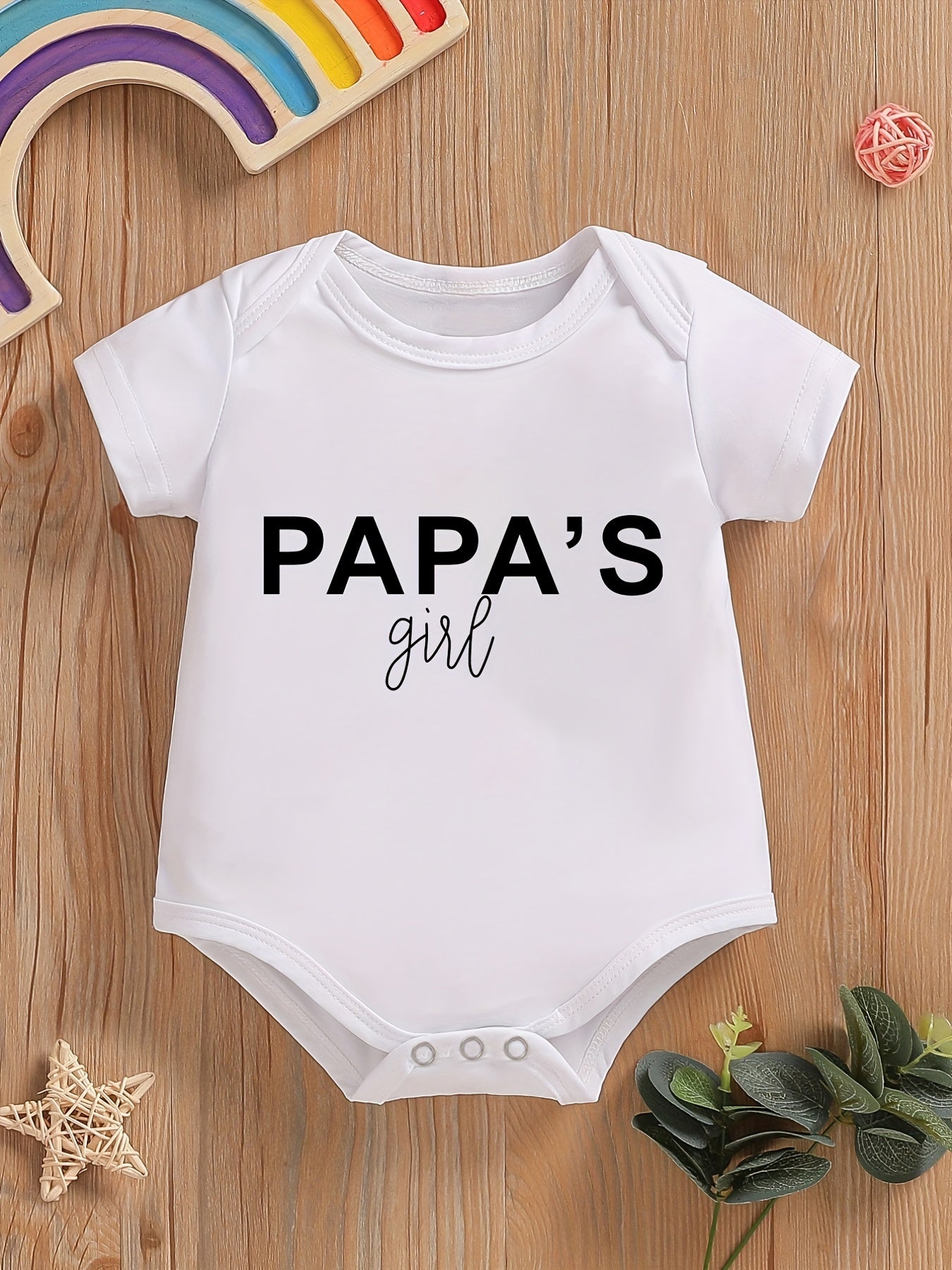 Baby Girls Casual Papa's Girl Short Sleeve Onesie Clothes