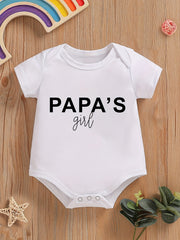 Baby Girls Casual Papa's Girl Short Sleeve Onesie Clothes