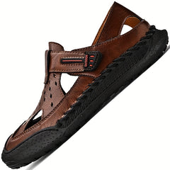 Men's Solid Stitch Closed Toe Sandals Rubber Sole Non-slip Shoes