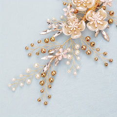 Flower & Pearl Hair Clip Barrette Bridal Wedding Headwear