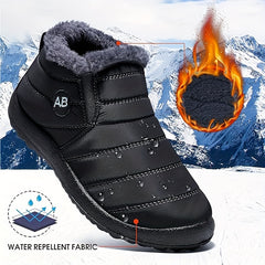 Women's Fur Lined Thermal Snow Boots Slip On Round Toe Warm Ankle Boots