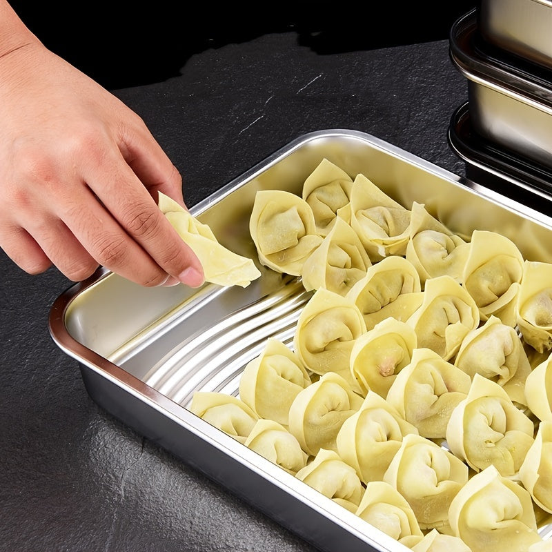 316 Stainless Steel Dumpling Storage Box, Fresh-keeping Square Plate