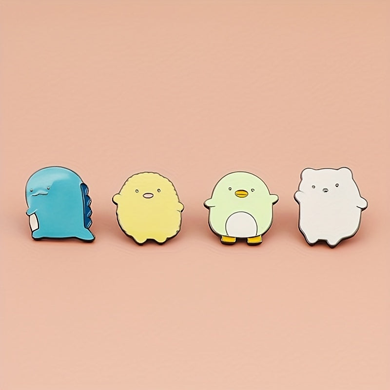 4pcs Cartoon Figures Enamel Alloy Pin Brooch Set for Clothes Bag Jacket Hat