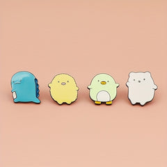 4pcs Cartoon Figures Enamel Alloy Pin Brooch Set for Clothes Bag Jacket Hat
