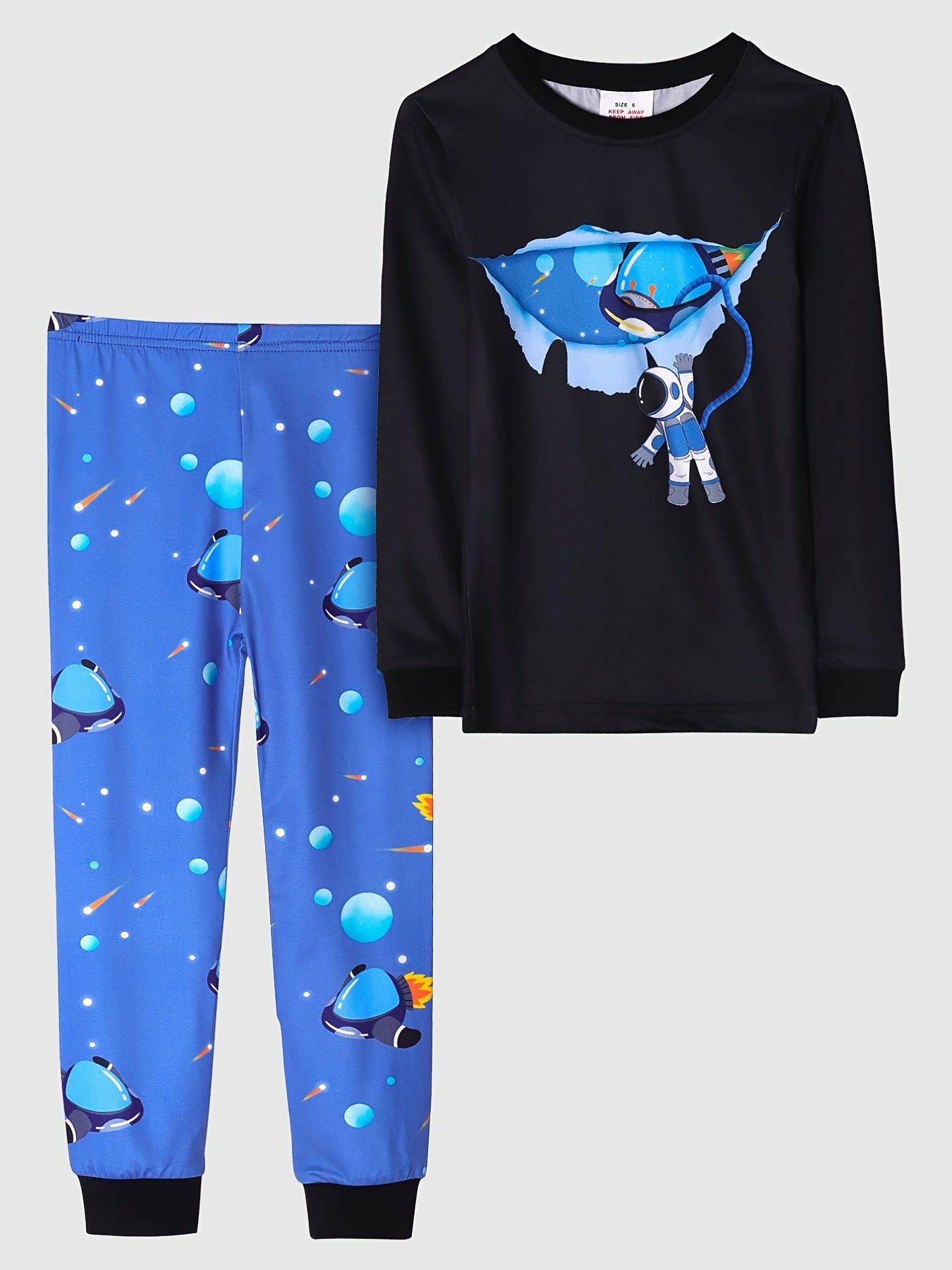 Kid's 2pcs Pajamas Astronaut Space Print Loungewear PJ Set