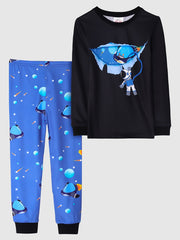 Kid's 2pcs Pajamas Astronaut Space Print Loungewear PJ Set
