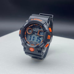 Blue and Orange Sports Digital Watch Waterproof Wristwatch for Men