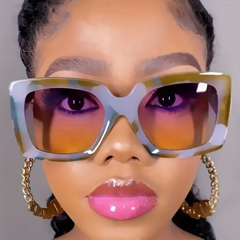 Y2K Tortoiseshell Square Sunglasses Gradient UV400 Sun Shades