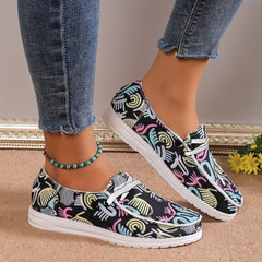Women's Abstract Pattern Loafers Casual Canvas Shoes