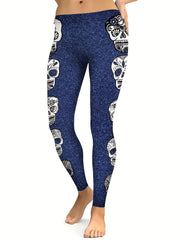 Skull & Flower Yoga Pants High Stretch Leggings for Women
