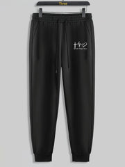 Hearts Letter Print Men's Pants Drawstring Sweatpants Casual Loose Fit