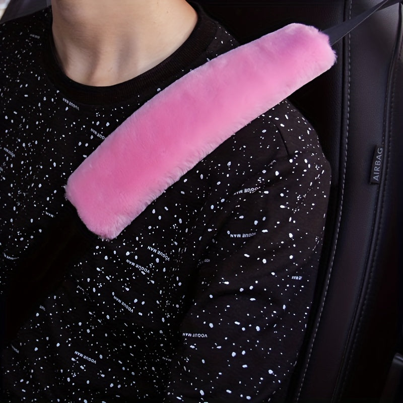 2pcs Fluffy Seat Belt Cover for Car