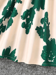 Toddler Girls Puff Sleeve Leaves Graphic Princess Dress