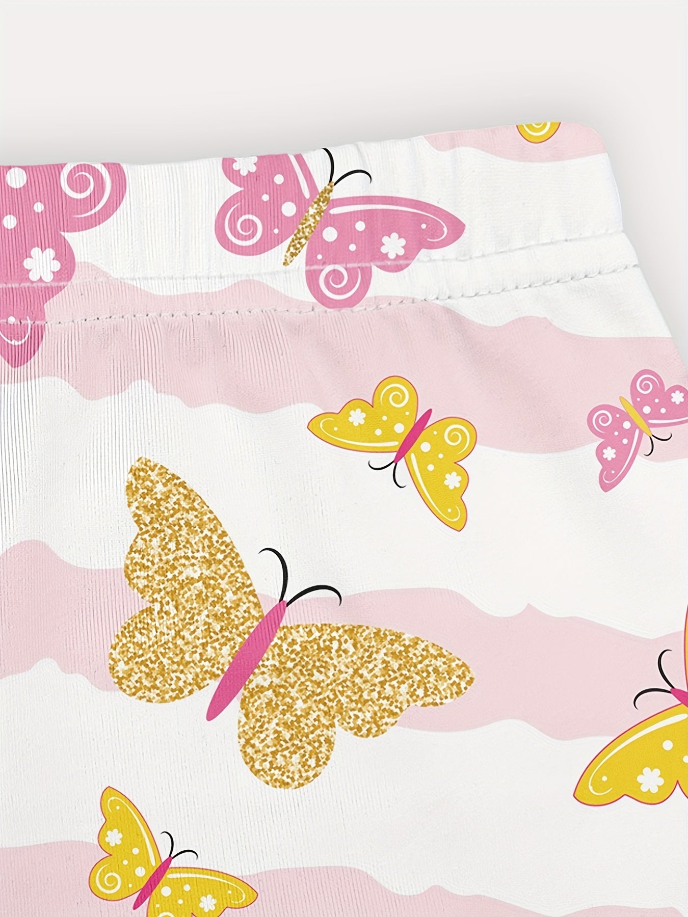 Girls Butterfly Fleece Warm Leggings Footless Tights Pants Kids Clothes