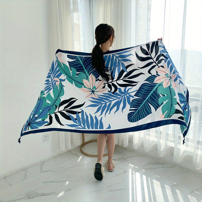 Boho Print Large Tassel Scarf Sunscreen Shawl Windproof Head Wrap