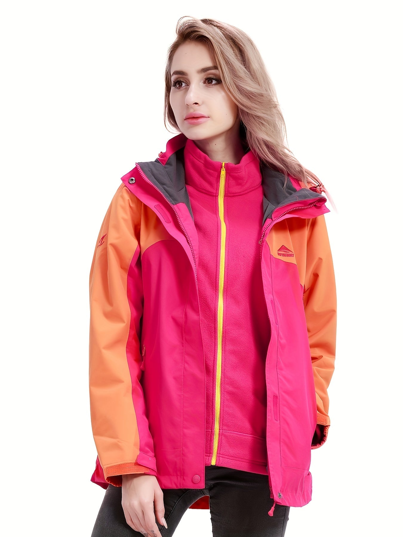 Women's 2 in 1 Ski Hooded Jacket Waterproof Snow Jacket