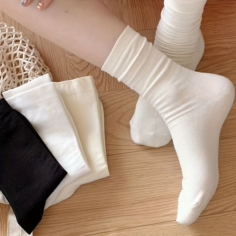 10 Pairs Women's Solid Socks, Comfy & Breathable All Match Stockings