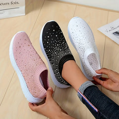 Women's Rhinestone Sock Shoes Low Top Slip On Sports Shoes