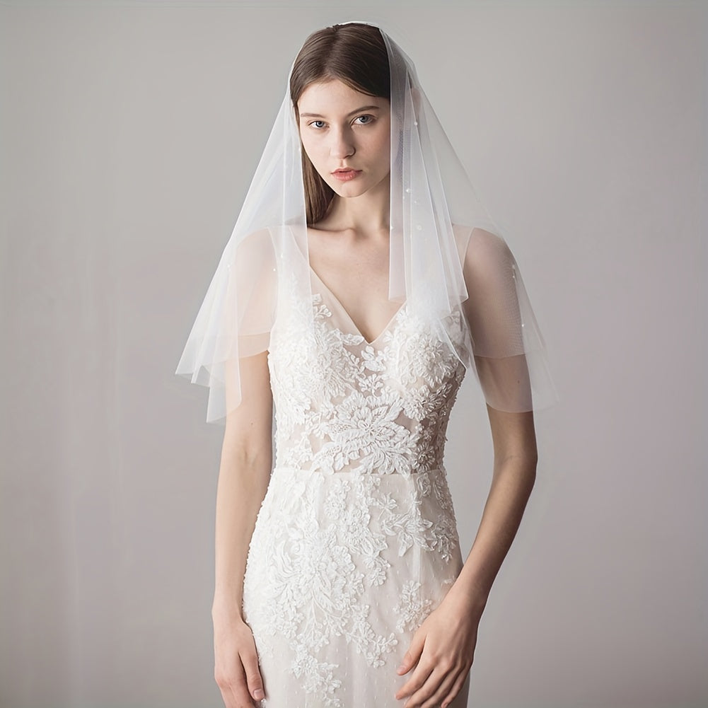 Double Layer Veil With Comb Bridal Veil Wedding Headdress Accessories