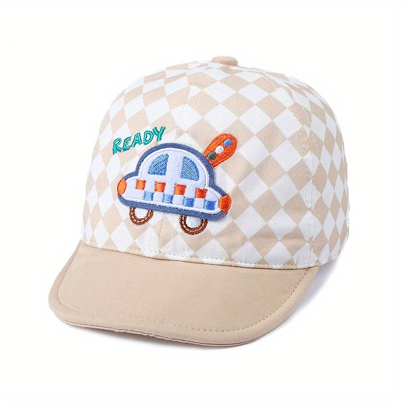 Children's Plaid Cotton Cap for Sun Protection