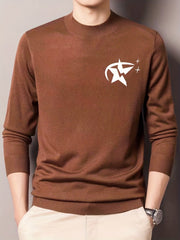 Star Pattern Knitted Sweater Men's Casual Warm Crew Neck Pullover