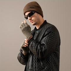Men's Wool Half-finger Gloves - Winter Warmth, Windproof