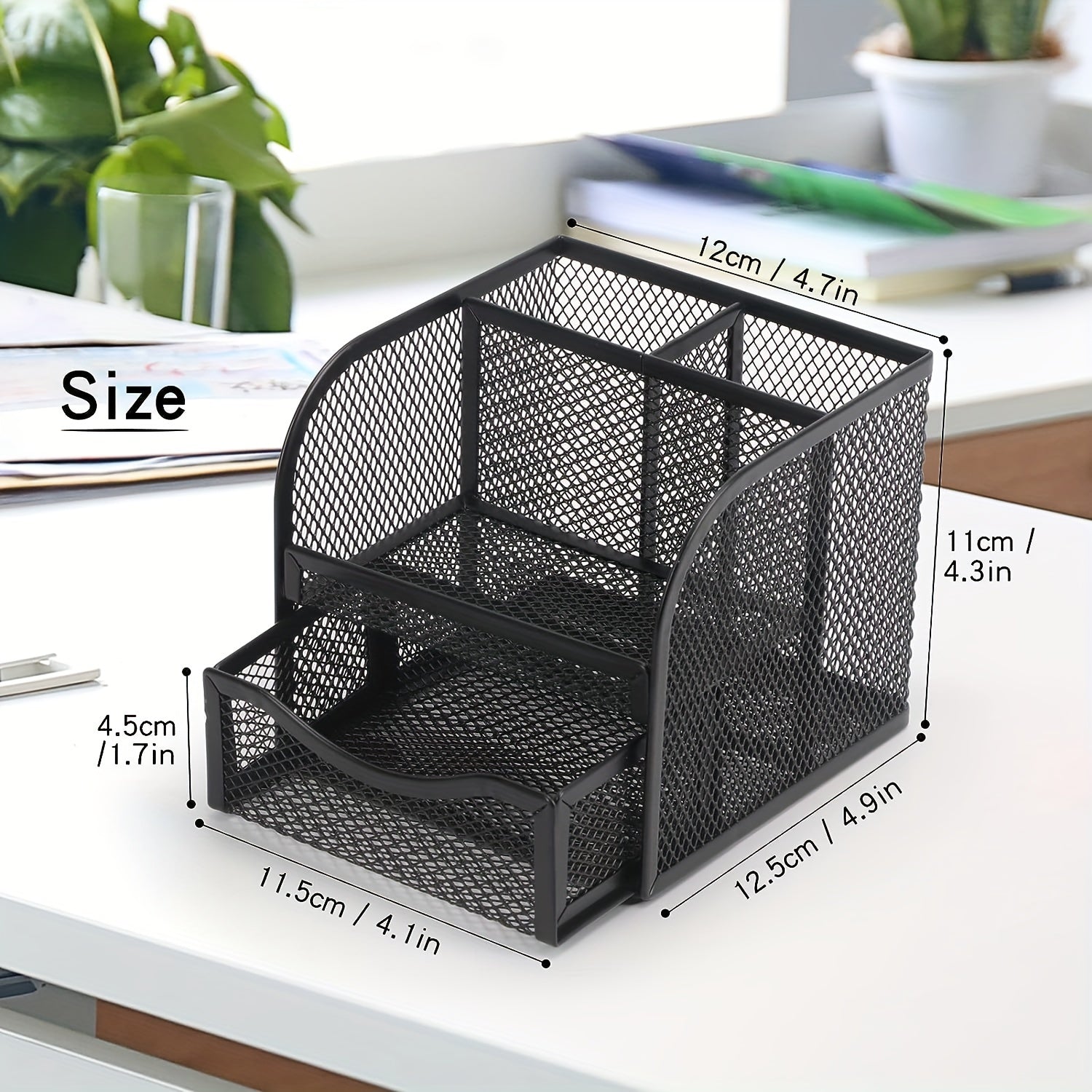 Metal Pen Holder Sticky Note Storage Box Desktop Drawer Type