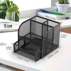 Metal Pen Holder Sticky Note Storage Box Desktop Drawer Type